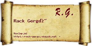 Rack Gergő névjegykártya